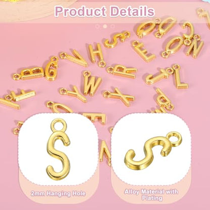 uxcell Letter Charm, Alloy Letter Initial Alphabet Charm for DIY Craft Jewelry Making Bracelets Earrings Necklace - color: Gold - S