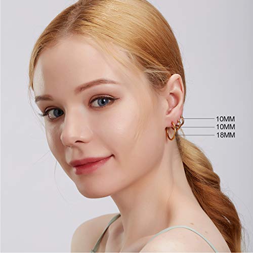 5-10 Pairs Small Gold Silver Hoop Earrings for Women, Stainless Steel Earrings Set Mens Lightweight Thin Hypoallergenic Small Hoops Set - style: 6pcs-G+S