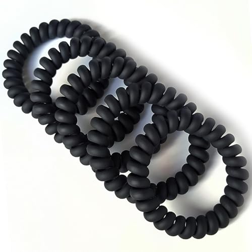 20 Pieces Traceless Spiral Hair Ties No Damage Elastics Coil Hair Ties No Crease Phone Plastic Hair Bands Spiral Bracelets Ponytail Holders for Women and Girls - Matte Black - color: Matte Black