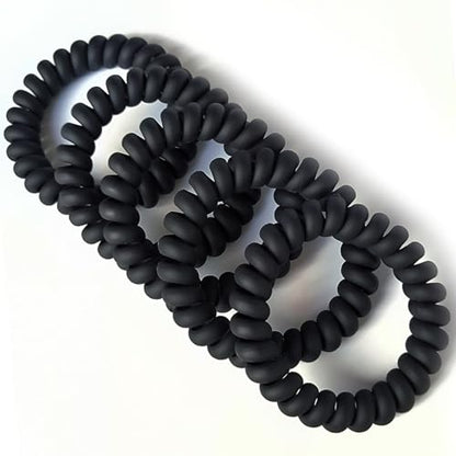 20 Pieces Traceless Spiral Hair Ties No Damage Elastics Coil Hair Ties No Crease Phone Plastic Hair Bands Spiral Bracelets Ponytail Holders for Women and Girls - Matte Black - color: Matte Black