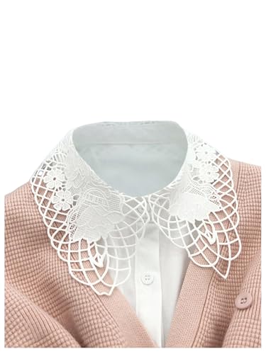 Verdusa Women's Fake Collar Detachable Dickey Collar Half Shirts Blouse - color: White Floral
