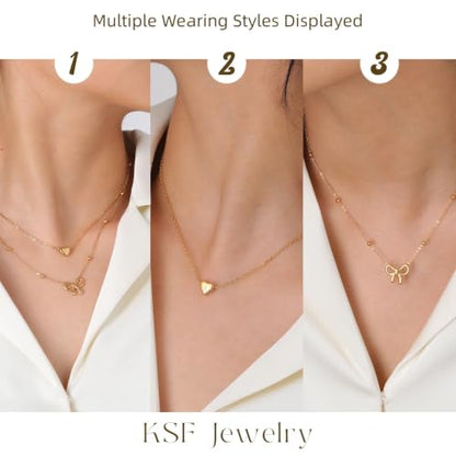 KSF Gold Lariat Necklace for Women Y Shaped Layered CZ Drop Chain | Y shaped necklace; Layered CZ detail; Long lariat style; Gift for her - color: Gold-21