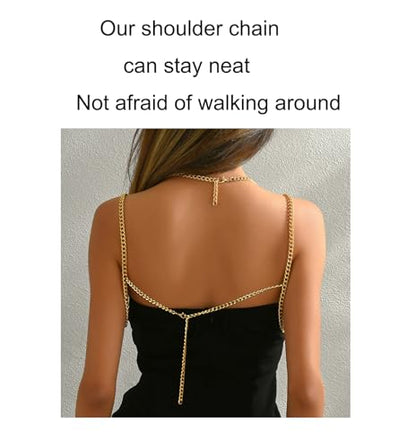 Gold Body Chain Shoulder Chain Punk Layered Arm Chain Women Tasssel Shoulder Necklace Party Nightclub Bridal Body Jewelry