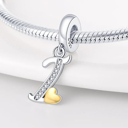 HappyStar Sterling Silver Letter Charms for Bracelets Alphabet Initial Dangle Charms Bead fit Pandora Bracelets Jewelry Gifts for Women - color: Letter charms I