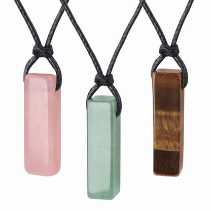FANASY Natural Gemstone Pendant Necklace for Men Healing Crystal Pendant Adjustable Black Rope Necklace Jewelry Gifts for Women Men - color: Z-Style 2