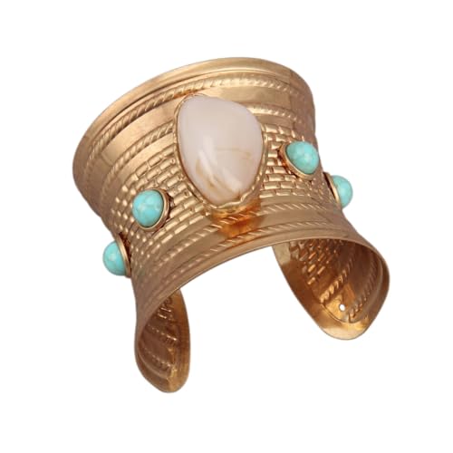 Gold Cuff Bracelet for Women Chunky Bracelet Statement Bracelet | Chunky Bangle Bracelets for Women Silver Beaded Open Bangle Stackable Stretch Bead Bracelet Boho Jewelry Gift for Wife Couple - style: Cuff Bracelets Trendy