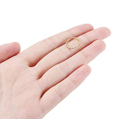 GAGABODY Surgical Steel Hypoallergenic Nose Ring Earring CZ Hoop for Unisex | Hinged Seamless Clasp,Used in Nostril,Septum,Lip,Eyebrow,Nipple and All Ear Piercings.22G to 12G,Inner Diameter 5mm to 14mm - color: Gold+Clear CZ & White Opal, size: 20G-8mm