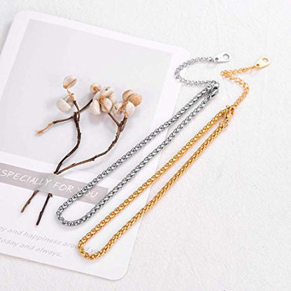 U7 Ankle Bracelets for Women Stainless Steel Waterproof Tarnish Resistant | 18K Gold Plated/Silver/Rose Gold Anklets, Cuban Chain Anklet Bracelets, Perfect for Summer Beach and Vacation Outfits - color: Stainless Steel-3mm-Wheat Chain