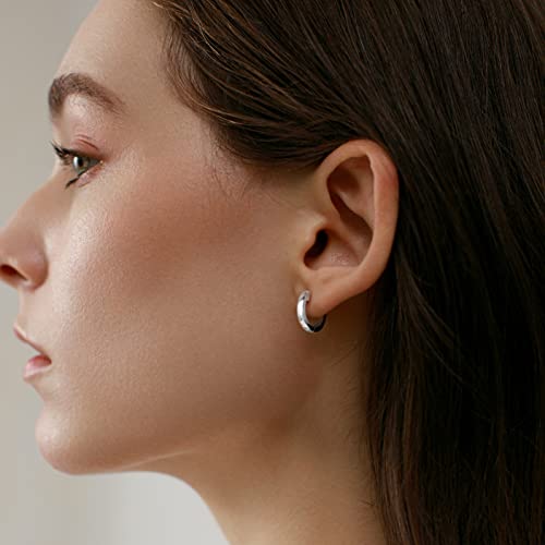 Gacimy Gold Huggie Earrings for Women, 14K Real Gold Plated, Small Hoop Earrings Cartilage Ear Cuff - color: White Gold, size: 13MM