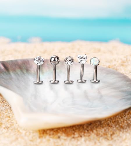 BSJ4U 5 Pcs Titanium Floating Belly Button Rings 14G Hypoallergenic Belly Rings for Women 8mm/10mm/12mm/14mm Internally Threaded Flat Navel Belly Piercing Jewelry - size: 12mm