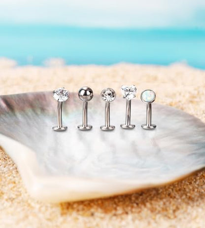 BSJ4U 5 Pcs Titanium Floating Belly Button Rings 14G Hypoallergenic Belly Rings for Women 8mm/10mm/12mm/14mm Internally Threaded Flat Navel Belly Piercing Jewelry - size: 12mm