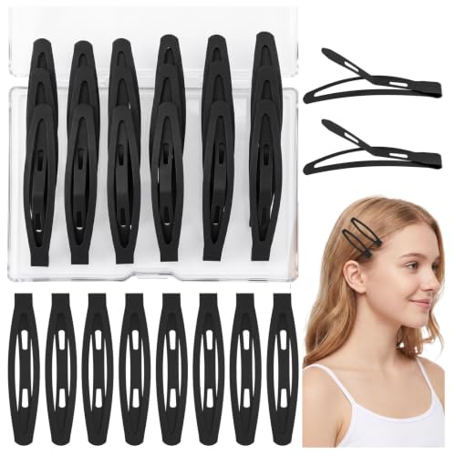 20 Pcs Snap Hair Clips For Women Girls, 2.36 Inch Metal Barrettes | Black No-Slip Hair Pins Short Long Thin Thick Styling Hair Accessories for Daily Wear Party Birthday Gifts - color: Black