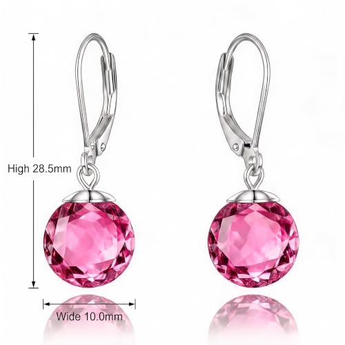 Pearl Leverback Earrings for Women Dangle Round Gemstone Earrings Birthstone Jewelry Gift Anniversary for Her - color: 10 October birthstone