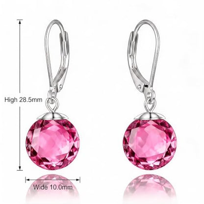 Pearl Leverback Earrings for Women Dangle Round Gemstone Earrings Birthstone Jewelry Gift Anniversary for Her - color: 10 October birthstone