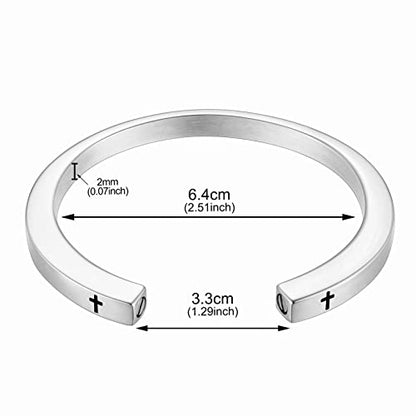 Dletay Urn Bracelet Cremation Bracelet for Ashes Memorial Ashes Bracelet Openable Cuff Bangle Bracelet - color: Cross Silver