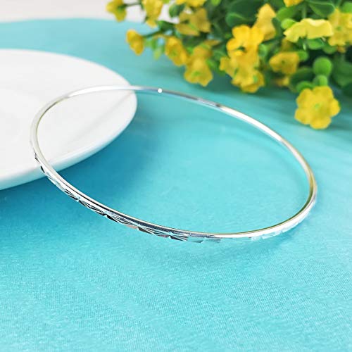 925 Sterling Silver Bangle Bracelet Bangles for Women/Girls | Bangle Bracelets for Women | 925 Sterling Silver Bracelets for Women | Dainty Bracelets - size: 6.7CM, style: Carved Bangle