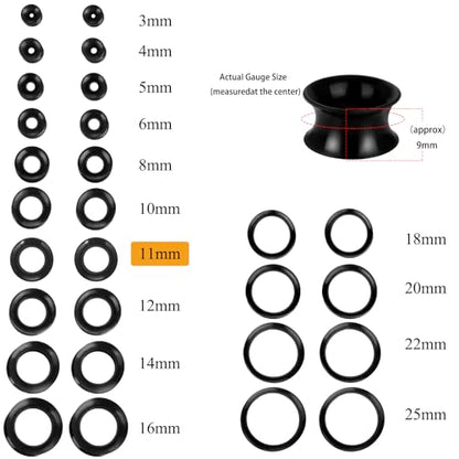 Xpircn 30Pcs Silicone Ear Gauges Flexible Ear Tunnels Plugs Stretchers Expander Double Flared Flesh Ear Piercing Jewelry for Women Men - style: Gauge:7/16"(11mm)