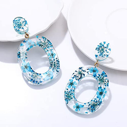 Acrylic Earrings For Women Statement Geometric Earrings Resin Acetate Drop Dangle Earrings Mottled Hoop Earrings Fashion Jewelry - color: I:Blue