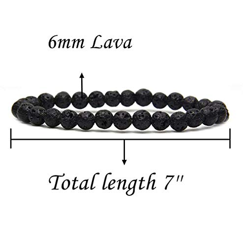 Angelstones Gemstones 6mm Round Beads Healing Crystal Bracelet for women | Natural Gemstone, Handmade Gifts for Women, Healing Crystal Round Beaded Stretch Bracelets, Unisex Jewelry for Women and Men - color: Lava