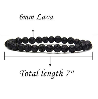 Angelstones Gemstones 6mm Round Beads Healing Crystal Bracelet for women | Natural Gemstone, Handmade Gifts for Women, Healing Crystal Round Beaded Stretch Bracelets, Unisex Jewelry for Women and Men - color: Lava