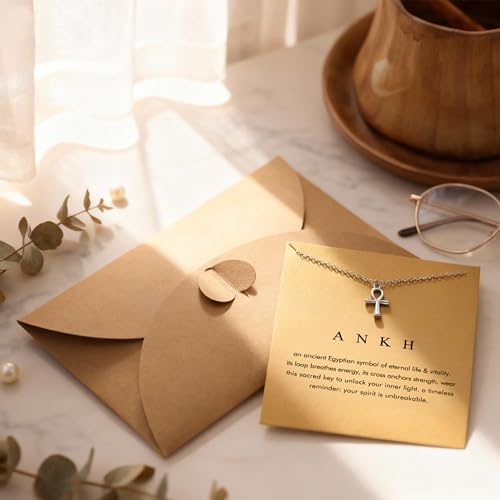 Baydurcan Dainty Silver Necklace for Women Ankh Horse Celtic Necklace Gifts | Dainty charm gifts for friends sister mother, birthday, christmas, graduation gifts. Ready to give with card & envelope. - style: Ankh