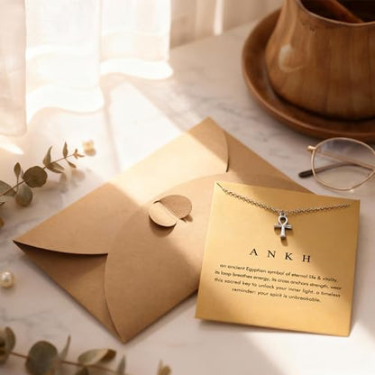 Baydurcan Dainty Silver Necklace for Women Ankh Horse Celtic Necklace Gifts | Dainty charm gifts for friends sister mother, birthday, christmas, graduation gifts. Ready to give with card & envelope. - style: Ankh