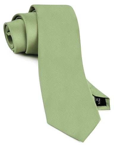 GUSLESON Classic New 3.15"（8cm） Men's Solid Color Necktie Wedding Business Tie + Gift Box - color: Dark Sage Green
