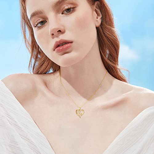SISGEM 14K Real Gold Heart Necklace for Women,Yellow Gold Love Pendant Necklace Triple Hearts Jewerly Gifts for Birthday Anniversary 16+1+1 inch - color: Triple Hearts-2