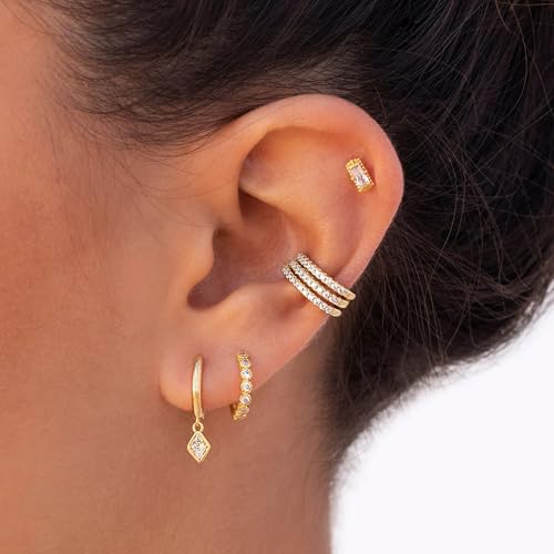 Ear Cuffs Non Piercing Ear Cuff Earrings for Women Gifts Trendy Stuff Clip on Cartilage Earrings Stacks Fake Earrings Jewelry Gifts - color: F:2pcs Rhinestones gold cuff earrings