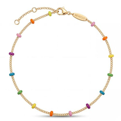 MEVECCO Anklet for Women Gold Chain 14K Gold Plated Dainty Boho Beach Summer Simple Foot Jewelry Ankle Bracelet - style: Enameled Multicolor Ball