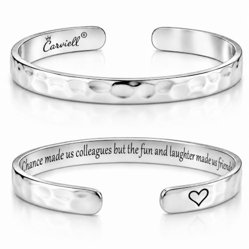 Bracelet - Gifts for Women – Inspirational, Friendships, Love, Mom, Daughters, Sisters, Christian, Graduations, Memorials & Wedding Gifts – 100+ Phrases – Stainless Steel, Gift Ready - color: COLLEAGUES Gift - Chance made us colleagues but the... friends.