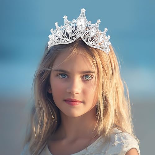 TAROSE Crowns for Women, Queen Crystal Gold Silver Tiaras Goddess Crown | with White Rhinestone and Combs, Wedding Bride Birthday Princess Bridal Shower Hair Accessories for Women - color: 3 A. Silver + White
