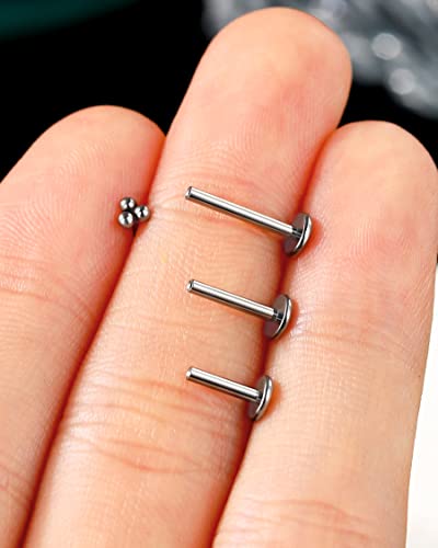 Cocharm G23 Titanium 16g Helix Cartilage Earrings Threadless 6mm, 8mm, 10mm Cluster Ear Studs Tragus Conch Piercing 16 Gauge Surgical Steel Medusa Stud - color: Silver