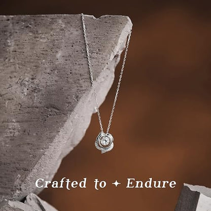 ARINZA Moissanite Necklace for Women, 1 Ct 925 Sterling Silver Dancing Stone Pendant, 18+2 Inch Chain, Valentine’s Day Christmas Gift for Her, Wife, Mom, Anniversary, Birthday - color: 9 Rose.