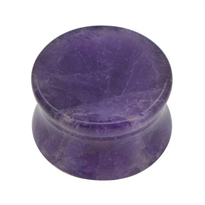 Pair of Amethyst Double Flare Stone Ear Plugs Expander Gauges 2ga - 1 inch E553 - style: 13/16 Inch(20mm)