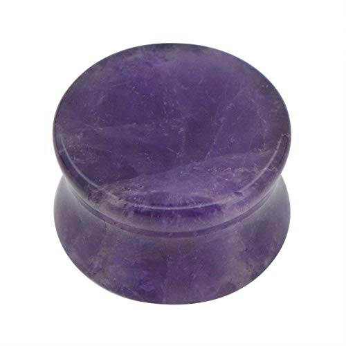 Pair of Amethyst Double Flare Stone Ear Plugs Expander Gauges 2ga - 1 inch E553 - style: 1/2 Inch(12mm)