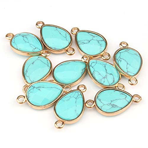5Pcs Natural Stone Pendants, Agate Crystal Quartz Stone Connectors Charms Healing Chakra Gemstone Necklace Links Pendants for Jewelry Making 28X15X7mm (Random Mixed Colors)