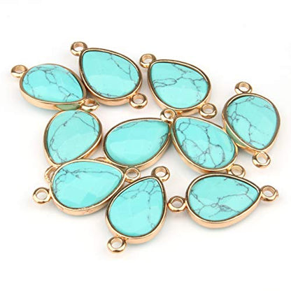 5Pcs Natural Stone Pendants, Agate Crystal Quartz Stone Connectors Charms Healing Chakra Gemstone Necklace Links Pendants for Jewelry Making 28X15X7mm (Random Mixed Colors)
