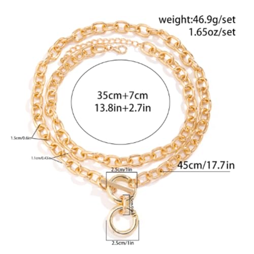 Layered Chunky Gold Silver Necklace Big Cuban Chain Statement Necklace Stacked Punk Chain Choker Necklaces for Women Trendy Jewelry Birthday Gifts - color: 02 Gold