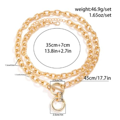 Layered Chunky Gold Silver Necklace Big Cuban Chain Statement Necklace Stacked Punk Chain Choker Necklaces for Women Trendy Jewelry Birthday Gifts - color: 02 Gold