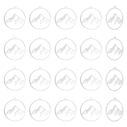 UNICRAFTALE Mountain Charms Flat Round with Mountain Dangle Pendants Stainless Steel Pendants Hypoallergenic Hollow Charms for Outdoor Lovers Hikers Skiers Climbers - style: Snow Mountain