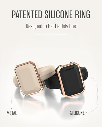 Rinfit Emerald Silicone Ring with Stainless Steel Frame - color: Pack K - Black and Nude / Metal Rose Gold