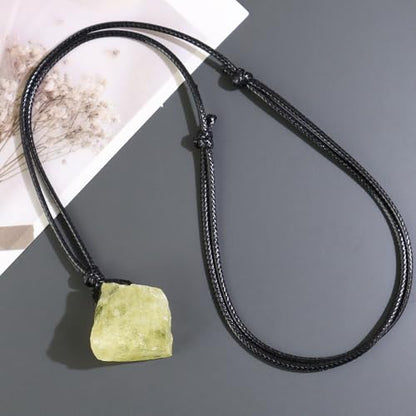Natural Raw Crystal Necklace for Women Irregular Stone Necklaces Spiritual Gemstone Pendant with Adjustable Rope - color: A-Citine