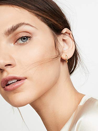 Me&Hz Gold Huggie Earrings Small Huggie Hoop Earrings for Women 14K Gold Plated Hypoallergenic Cubic Zirconia Huggies Mini Silver Hoop Earring for Women - color: Square, Gold