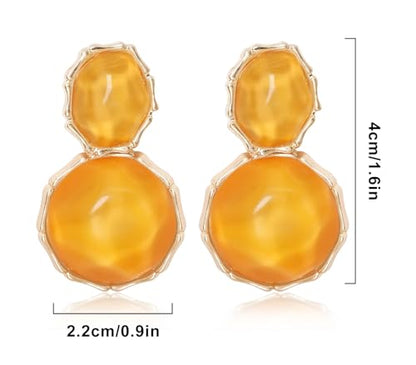 Resin Earrings for Women Acrylic Water Ripple Earring Boho Dangle Drop Earring - color: Yellow