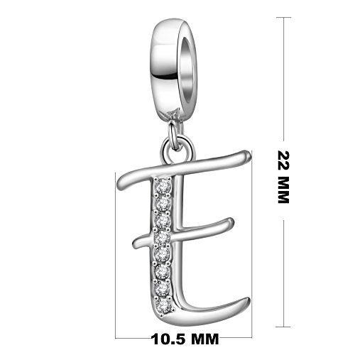 925 Sterling Silver Initial Charm fits Pandora, Gift for Mom Wife | Christmas,Birthday,Mother's Day, Anniversary, Valentine's Day - color: Letter E