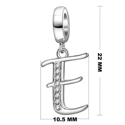 925 Sterling Silver Initial Charm fits Pandora, Gift for Mom Wife | Christmas,Birthday,Mother's Day, Anniversary, Valentine's Day - color: Letter E