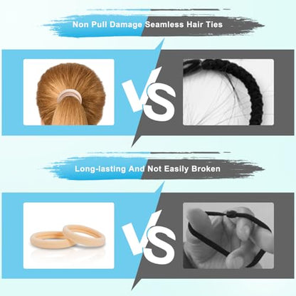 IKOCO 150PCS Hair Ties for Women, No Damage, Blonde | Cotton Ponytail Holders, Value Pack, Seamless Elastic, No Breakage, No Crease, Durable Hold, for Thick & Curly Hair - color: Blonde