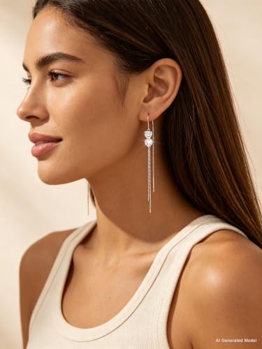 Silver Dangle Earrings Women Dangling Drop Bridesmaid Wedding Prom Jewelry - color: Silver cz heart