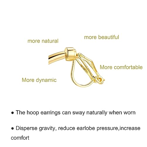 YOQUCOL 5CM(2.0IN) Golden Swingable Clip On Hoop Earrings for Women Non Pierced Ears Hoop Earrings - color: A